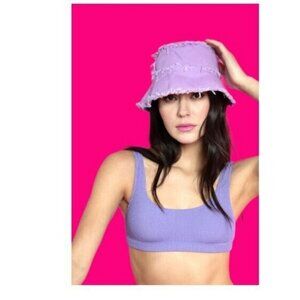Jocelyn frayed reversible packable cotton women's bucket hat ORCHID/ LAVENDER